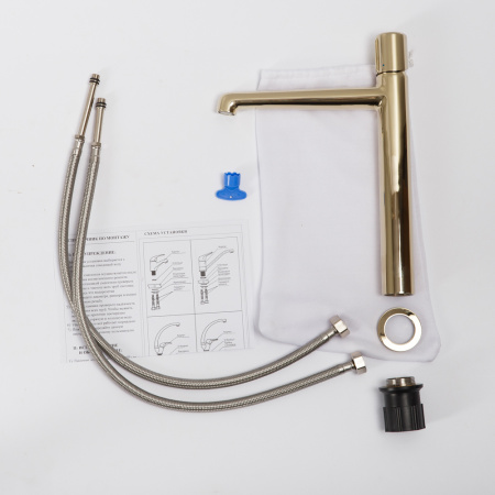 Фото смеситель для раковины belbagno uno uno-lmc-oro-w0 высокий, золото