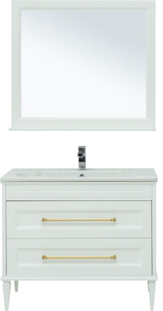 Фото комплект мебели aquanet бостон м 100 белый (ручки золото)