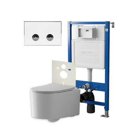 Фото сет: инсталляция пневм point элемент п pn45121 + клавиша венера белый/хром pn44071wc + унитаз веста