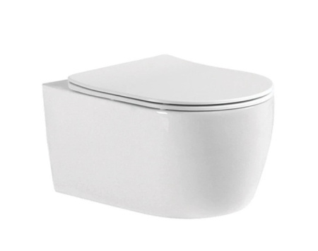 Фото унитаз-компакт подвесной безободковый aquatek европа aq1106-00 490*360*250 мм, горизонтальный выпуск, тонкое сиденье с механизмом плавного закрывания, крепеж