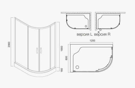 Фото душевой угол am.pm bliss l 120*80 см, профиль хром/стекло прозрачное
