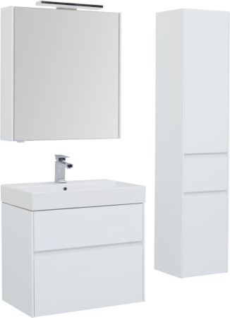 Фото тумба подвесная с раковиной aquanet бруклин 70 белый