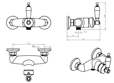 Фото смеситель для душа boheme vogue 224, хром