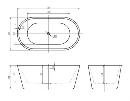 Фото акриловая ванна belbagno bb306-1485 148,5*78 см