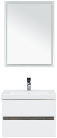 Фото комплект мебели aquanet беркли 60 белый/дуб рошелье (зеркало белое)
