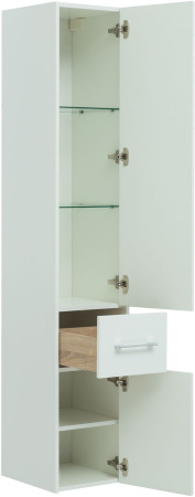 Фото пенал подвесной aquanet августа белый (ручки хром)