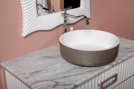 Фото раковина накладная boheme 819-sl lv204 corian 41,5*14см, серебро