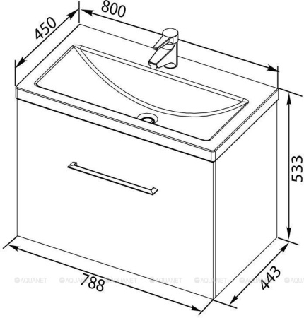 Фото тумба подвесная с раковиной aquanet порто 80 белый