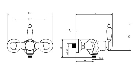 Фото смеситель для душа boheme tradizionale nero 254, золото