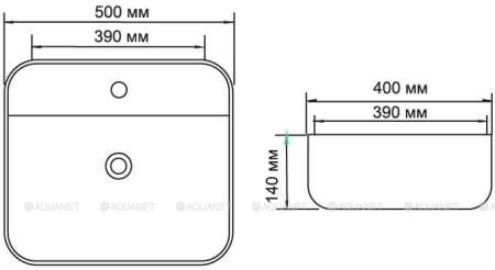 Фото раковина накладная aquanet city-2-mb 50*40 см, черная матовая