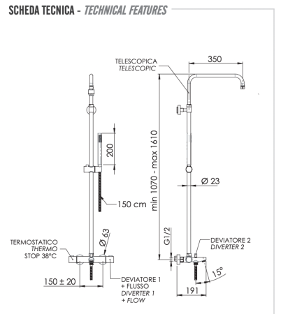 Фото душевая система термостатическая с изливом remer elegance eq34a7mmssofcfp, черный брашированный хром