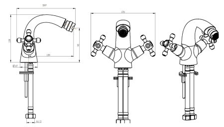 Фото смеситель для биде boheme satine 296-st, золото