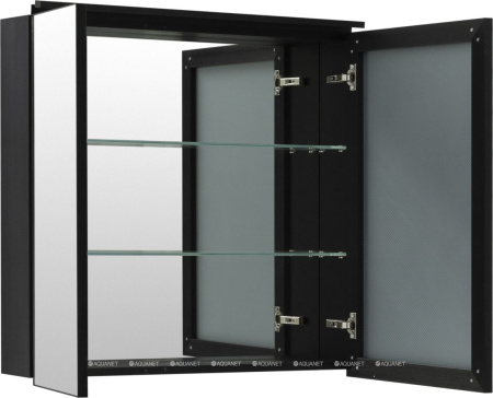 Фото зеркало-шкаф de aqua алюминиум 80 черный