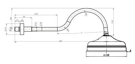 Фото верхний душ с кронштейном boheme imperiale 414, золото