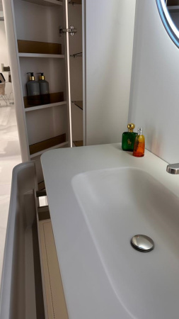 Фото ovale 1 полка 120cm cashmere тумба + раковина-моноблок cashmere, акрил