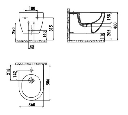 Фото биде подвесное creavit free черное матовое