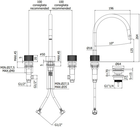 Фото смеситель для раковины paffoni jo jo052no, черный матовый