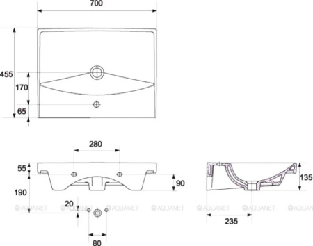 Фото раковина cersanit универсальная city 70 1 отв.(выведена из ассортимента)