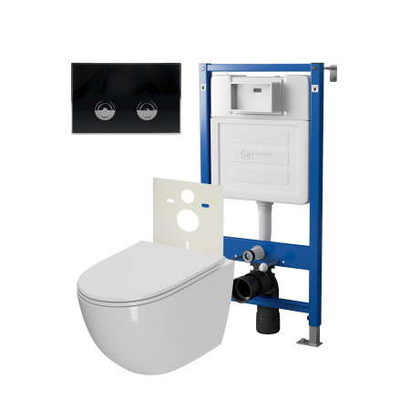 Фото сет: инсталляция пневм point элемент п pn45121 + клавиша венера черный/хром pn44071bc + унитаз афина