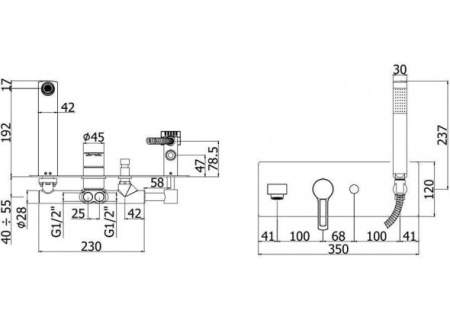 Фото встраиваемый комплект для ванны и душа paffoni ringo rin001no, черный матовый