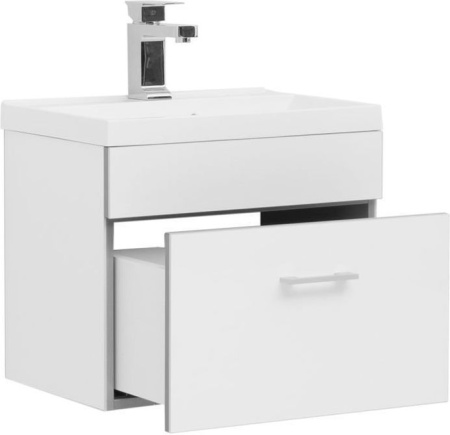 Фото тумба подвесная с раковиной aquanet верона 50 белый, 1 ящик