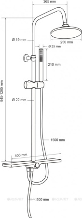 Фото душевая колонна aquanet pragmatic r af430-70-r-c с полочкой, хром