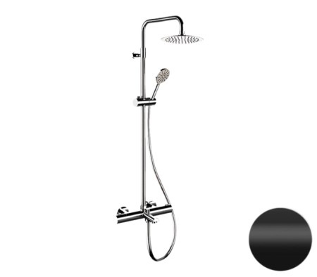 Фото душевая система термостатическая с изливом remer eq34a8mpufm25no, черный матовый