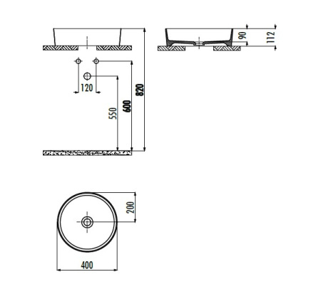 Фото раковина накладная creavit ultra 40*40 см ul040-00am00e-0000, антрацит