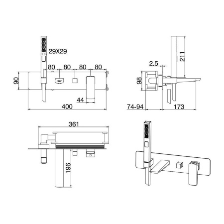 Фото встраиваемый комплект для ванны и душа allen brau infinity 5.21007-31, черный матовый