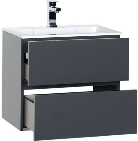 Фото тумба подвесная с раковиной aquanet алвита 60 серый антрацит