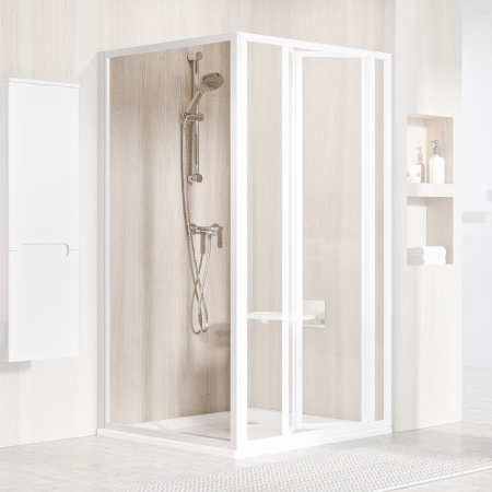 Фото неподвижная стенка ravak pivot pss-75 94030100z1 75*185 см, профиль белый/стекло прозрачное