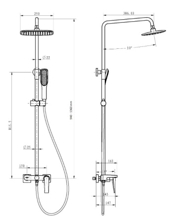 Фото душевая колонна boheme  venturo 388, золото