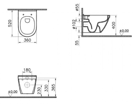 Фото унитаз подвесной безободковый vitra s50 7740b003-0075, белый