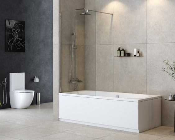 Фото шторка на ванну cezares liberta liberta-v-1-80/155-c-cr 80*155 см, стекло прозрачное