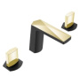 Фото смеситель для раковины на 3 отверстия boheme venturo 150-bg-ice черный/золото, ручка ice
