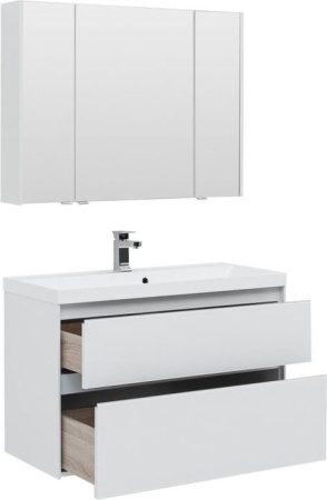 Фото комплект мебели aquanet гласс 100 белый