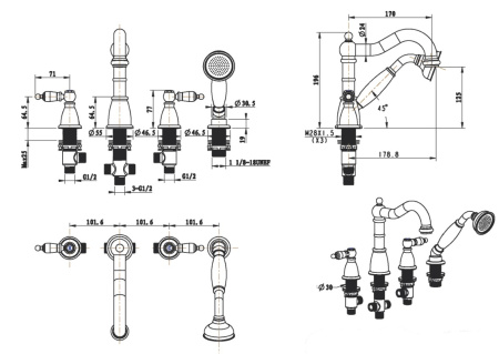 Фото смеситель на борт ванны boheme medici 391, бронза