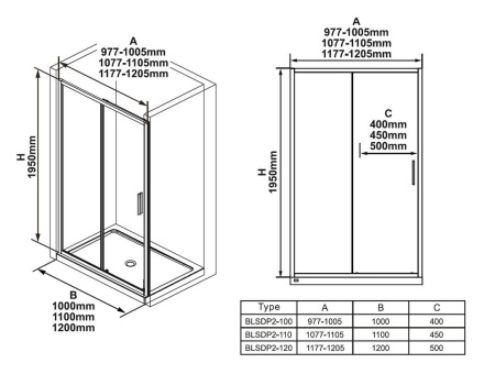 Фото дверь в нишу ravak blix slim blsdp2 x0pmd0c00z1 110*195 см, профиль хром/стекло прозрачное