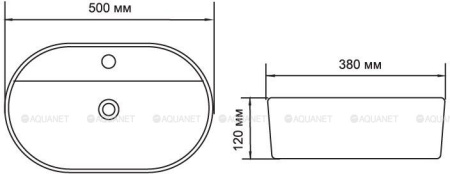 Фото раковина накладная aquanet lake-2 50 см, белая
