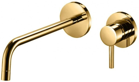 Фото смеситель для раковины paffoni light lig101hg70 встраиваемый в стену, золото медовое