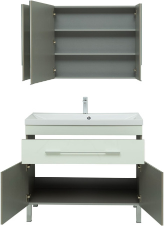 Фото комплект мебели aquanet верона 100 белый (напольный 1 ящик 2 дверцы)