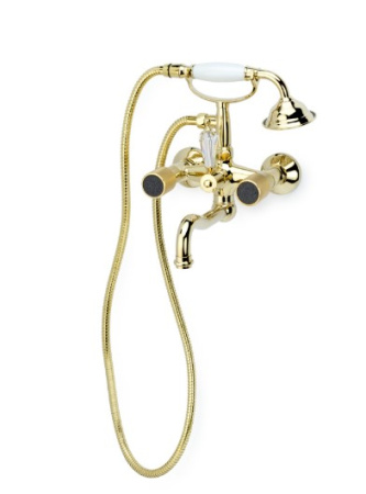 Фото смеситель для ванны boheme royal crystal 293-royal/crst black, золото