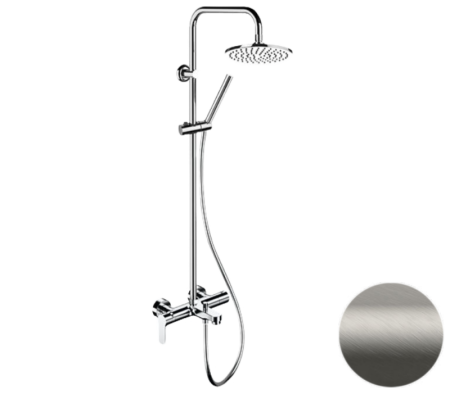 Фото душевая система с изливом remer class line l34x7mmm20npo, никель матовый брашированный