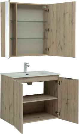 Фото комплект мебели aquanet алвита new 80 2 дверцы, дуб веллингтон белый
