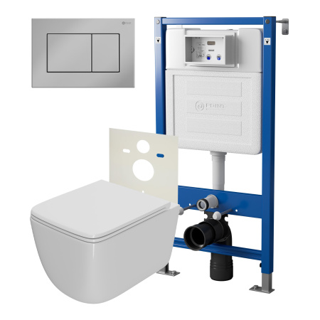 Фото сет: инсталляция point элемент pn45120 + клавиша ника, хром, pn44081c + унитаз меркурий бел. pn41831