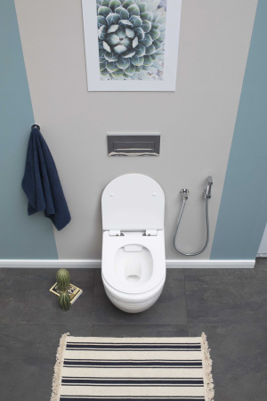 Фото унитаз подвесной безободковый aquanet rimless glide-w cl-11042 белый, сиденье микролифт