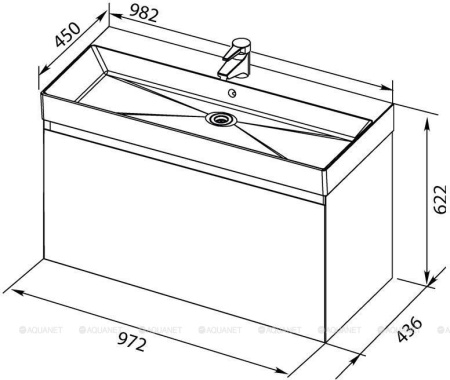 Фото тумба подвесная с раковиной aquanet йорк 100 белый