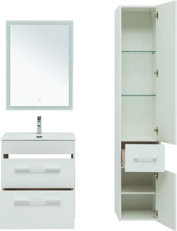 Фото комплект мебели aquanet августа 60 белый (ручка хром)