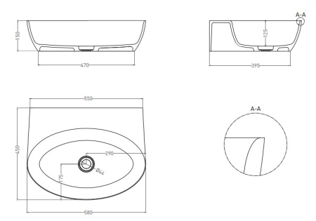 Фото раковина salini s-stone alda wall 02 140322mrf, матовая покраска по ral полностью