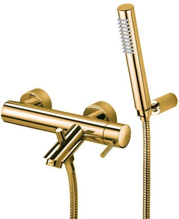 Фото смеситель для ванны и душа paffoni light lig023hg, золото медовое